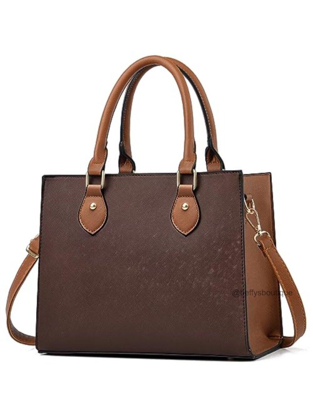 PU Leather Satchel Crossbody Handbag with Removable Strap & Multi-Pocket Tote